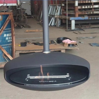 Black Modern Indoor Ceiling Mounted Cocoon Hanging Bioethanol Stove Fireplace
