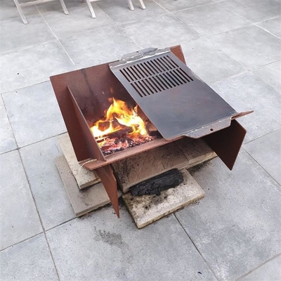 Collapsible Outdoor Camping Portable Corten Steel Metal BBQ Fire Pit Brazier