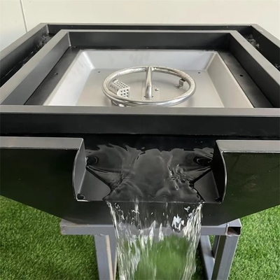 Outdoor Decorative Square Black Steel Gas Pool Fire Water Feature For Swimming Pool