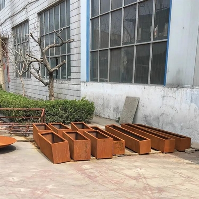 Customized Outdoor Corten Steel Cube Planter Box Garden Rust Metal Flower Pots