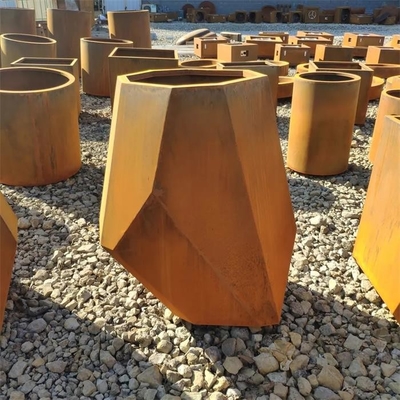 Outdoor Corten Steel Planters Metal Circle Statue Succulent Flowers Pot