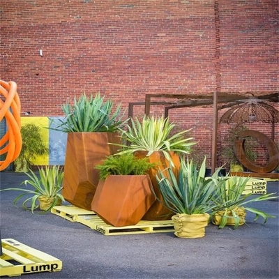 Outdoor Corten Steel Planters Metal Circle Statue Succulent Flowers Pot