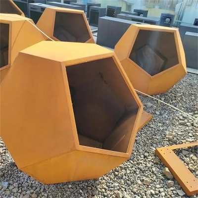 Outdoor Corten Steel Planters Metal Circle Statue Succulent Flowers Pot