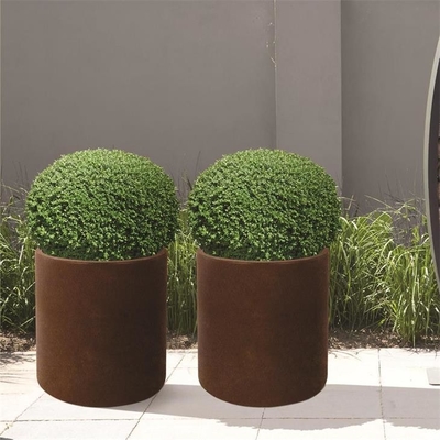 800mm Decorative Metal Garden Pots Cylindrical Corten Steel Planter Boxes