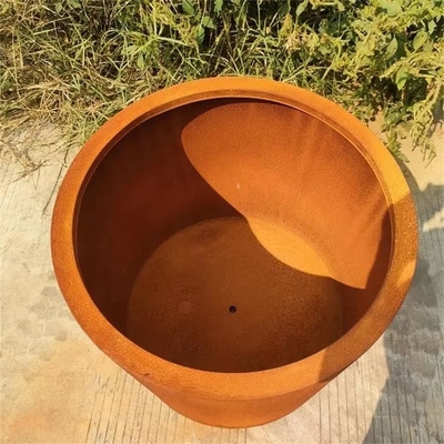 800mm Decorative Metal Garden Pots Cylindrical Corten Steel Planter Boxes