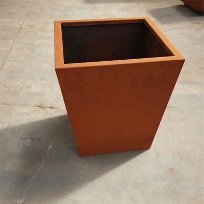 Outside Garden Metal Flower Pot Rusty Corten Steel Tapered Planter Box