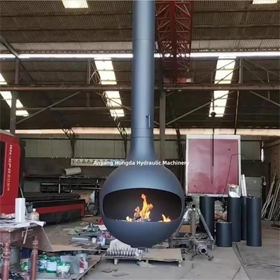 900mm Luxury Morden Black Rotating Spherical Suspended Wood Burning Fireplace