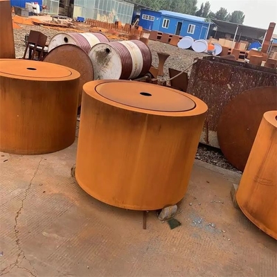 120cm  Garden Rust Surface Cylindrical Corten Steel Water Table Fountain