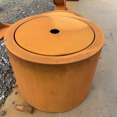 120cm  Garden Rust Surface Cylindrical Corten Steel Water Table Fountain