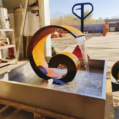Unique Small Moon Design Corten Steel Water Feature For Garden Landscape