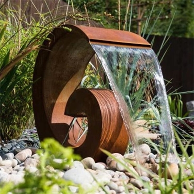 Unique Small Moon Design Corten Steel Water Feature For Garden Landscape