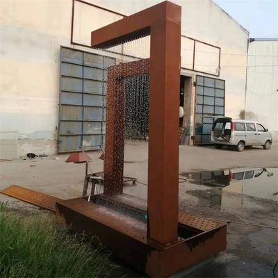 Modern Outdoor Water Fountain Rusty Corten Steel Garden Water Feature