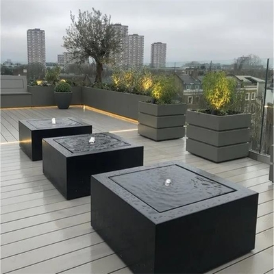 800mm Powder Coated Metal Square Garden Fountains Steel Water Table Feature