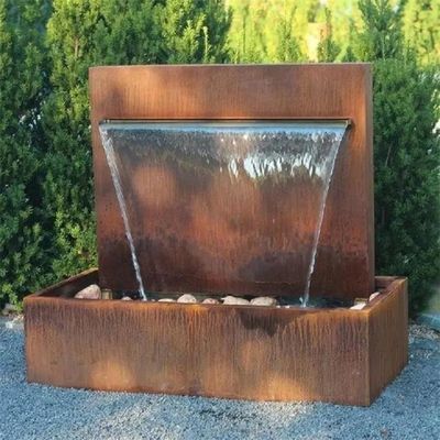 Fountain Garden Rusty Metal Waterfall Free Standing Corten Steel Pond Water Feature
