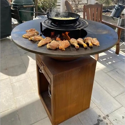 Europe Garden Kitchens Fire Pit Barbeque Corten Steel Outdoor Charcoal Bbq Grill