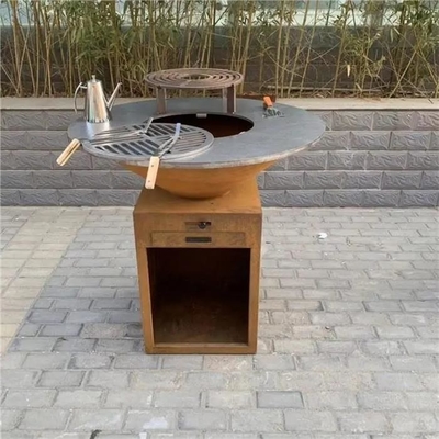 Outdoor Kitchen Cooking Corten Steel Bbq Brazier Fire Pit Smoker Barbecue Grill