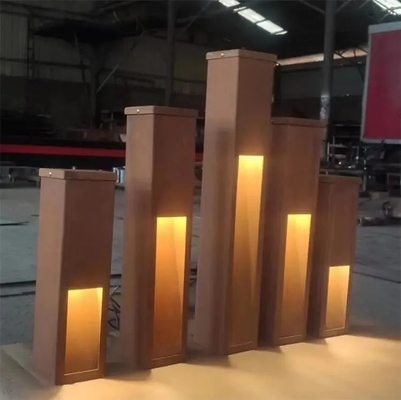 Urban Decoration Led Lighting Boxes Corten Steel Rust Color Bollard Lights