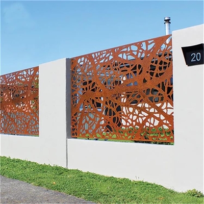 Decorative Corten Steel Screen Panel Laser Cut Metal Privacy Fencing Garden