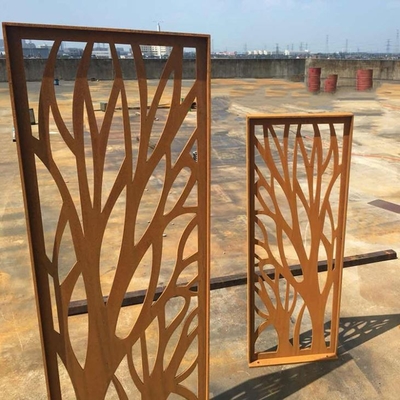 Decorative Corten Steel Screen Panel Laser Cut Metal Privacy Fencing Garden