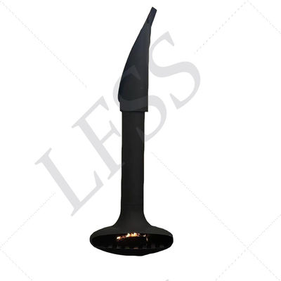 Suspended wood burning fireplace indoor steel custom black paint