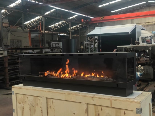 European Black Matte Carbon Steel Three-sided gas fireplace Propane Gas Natural Gas Fireplaces
