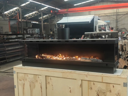 European Black Matte Carbon Steel Three-sided gas fireplace Propane Gas Natural Gas Fireplaces