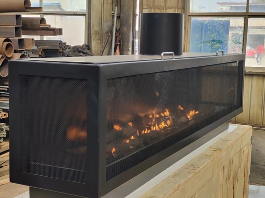European Black Matte Carbon Steel Three-sided gas fireplace Propane Gas Natural Gas Fireplaces