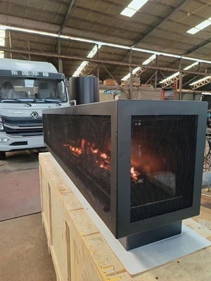European Black Matte Carbon Steel Three-sided gas fireplace Propane Gas Natural Gas Fireplaces
