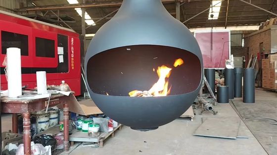 contemporary indoor hanging fireplace carbon steel suspended stove wood burning stove for hotels