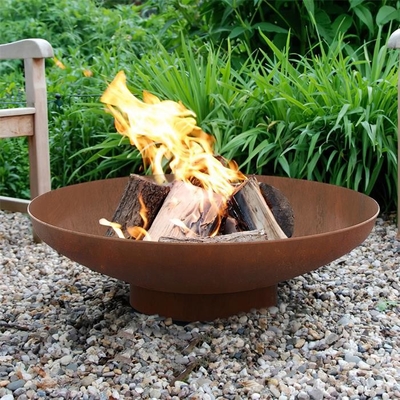 Multifunction Wood Burning 80cm Corten Steel Fire Pit And Water Bowl