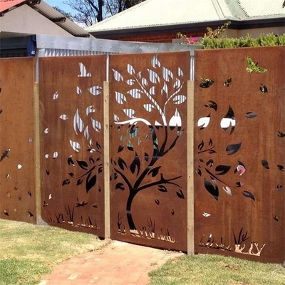 Custom Outdoor Oke Tree Design Rusty Corten Steel Privacy Screens Panel