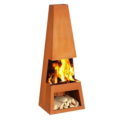 Contemporary Designed Outdoor Fireplace Large Corten Steel Chiminea