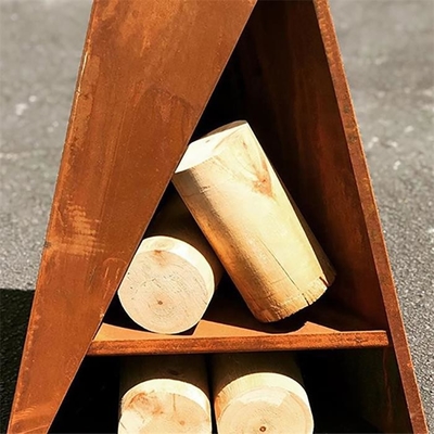 Freestanding 120cm Modern Outdoor Fireplace Geometric Corten Steel Chimenea