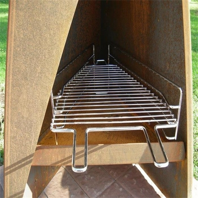 Freestanding 120cm Modern Outdoor Fireplace Geometric Corten Steel Chimenea