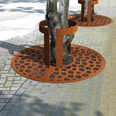 Outdoor Decor Rusty Corten Steel Bollard Light For Garden Lawn
