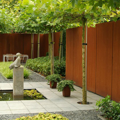 Extra Large Thick Flat Panels Corten Metal Privacy Fence For Villa Protection