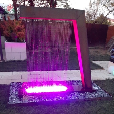 Cascading Outdoor L-shaped Corten Steel Rain Curtain Fountain Water Features