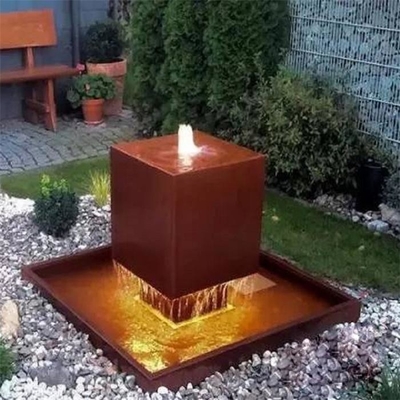 Garden Decorative Water Cubic Block Corten Steel Floating Water Feature