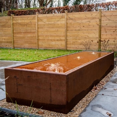 Decoration Garden Landscape Rectangular Corten Steel Water Fountain Table