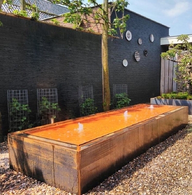 Decoration Garden Landscape Rectangular Corten Steel Water Fountain Table