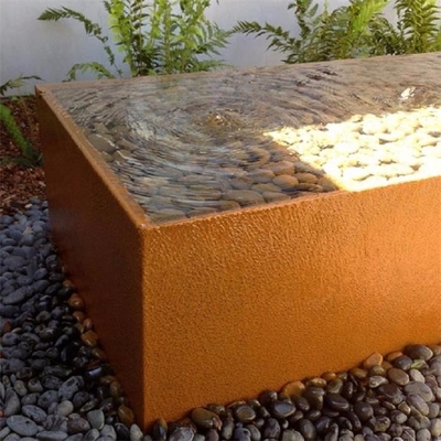 Decoration Garden Landscape Rectangular Corten Steel Water Fountain Table