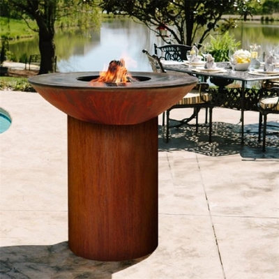 40 Inch Grill Outdoor Cooking Corten Steel Charcoal Grill With Round Storage Base