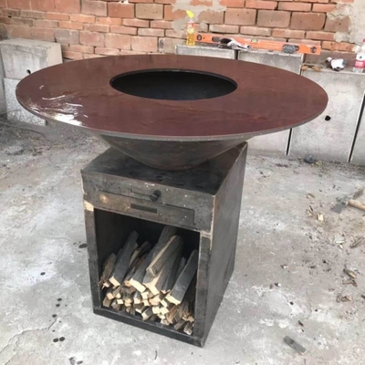 High Temperature Resistant Black Painting Round Corten Steel Fire pit And Grill