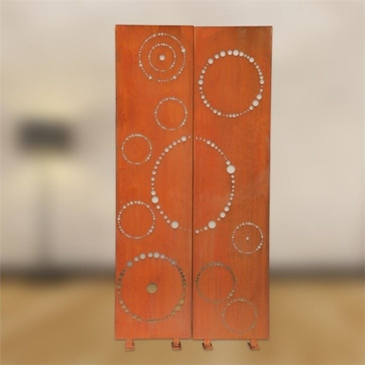 Custom Decorative Oxy Shield Spiral Patterned Corten Steel Garden Screen Panel