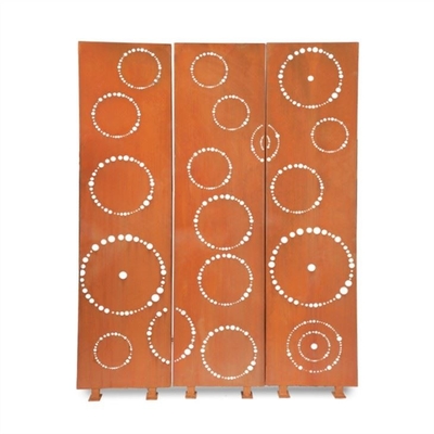 Custom Decorative Oxy Shield Spiral Patterned Corten Steel Garden Screen Panel