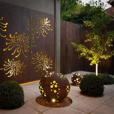 Laser Cut Outdoor Waratah Decorative Screen Corten Steel Light Feature Panel