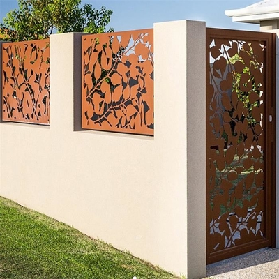 Villa Garden Laser Cut Corten Steel Gate Single Door With Handle And Lock