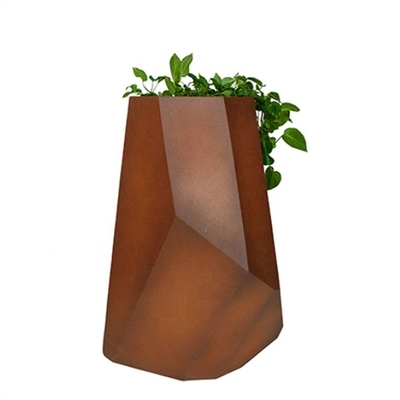 Indoor And Outdoor Metal Geometric Planter Corten Steel Hexagonal Flower Pot