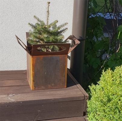 Natural Rusty Color Smart Corten Steel Flower Planters Pot With Drain Holes