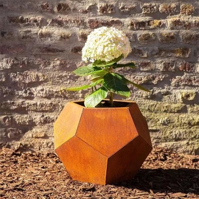 Large Hexagonal Garden Pots Container Corten Metal Flower Planters For Patios